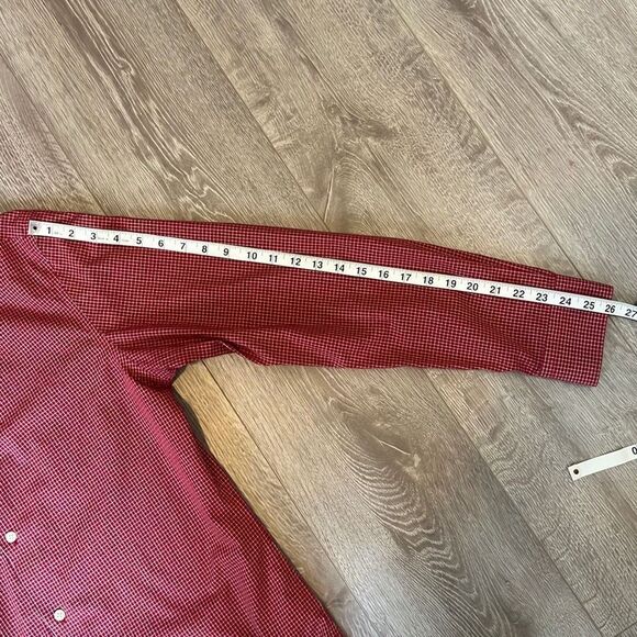 Banana Republic Non Iron Mens Long Sleeve Button Up Dress Shirt Size Large Red - Picture 9 of 9